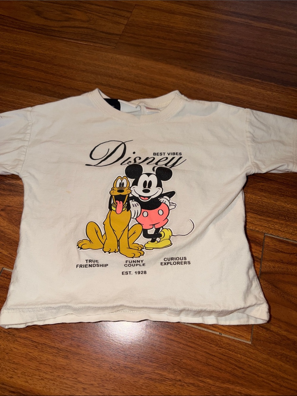 Disney White Kids Tee with Mickey & Pluto Graphic